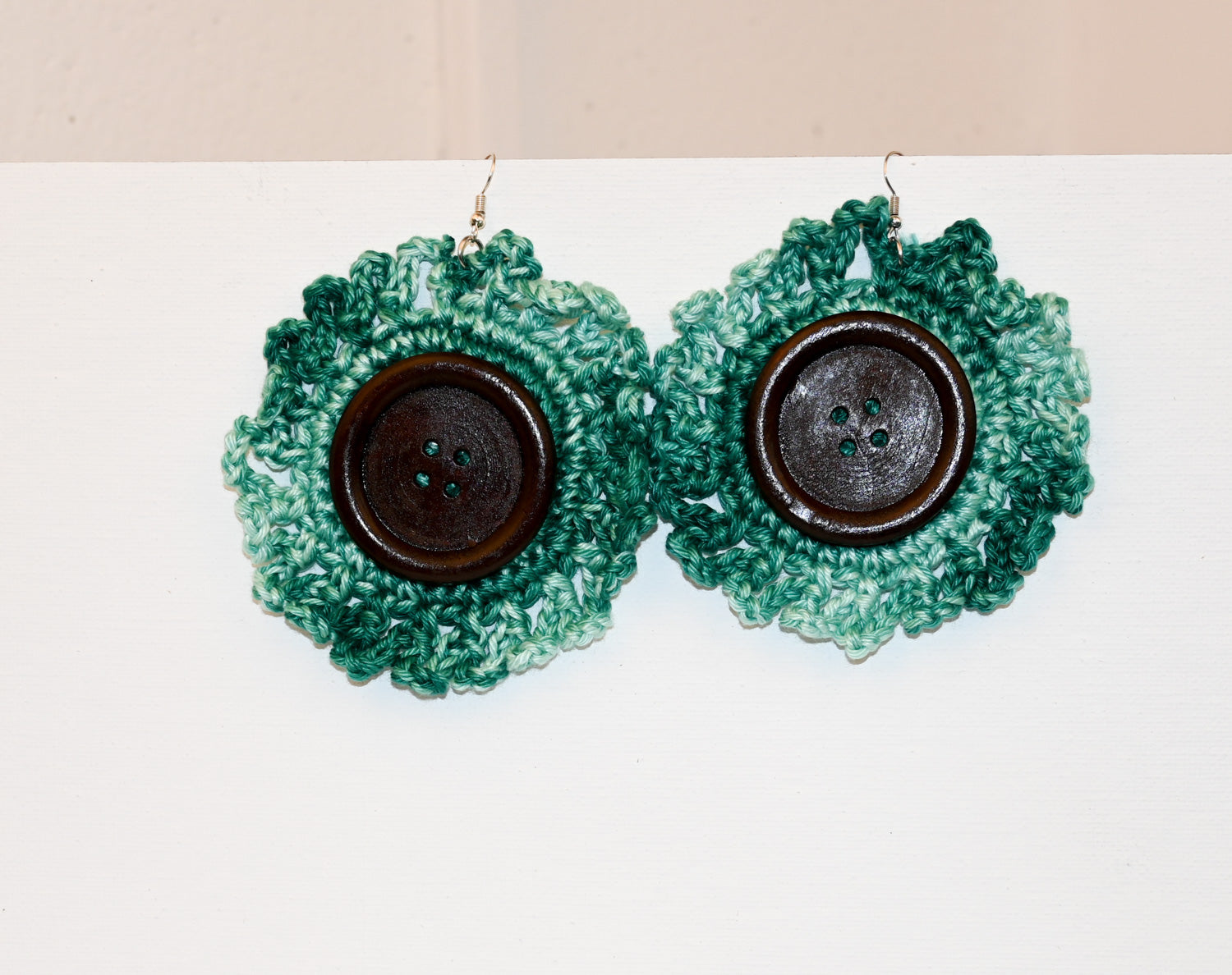 Green Ruffle Button Earring - image 3