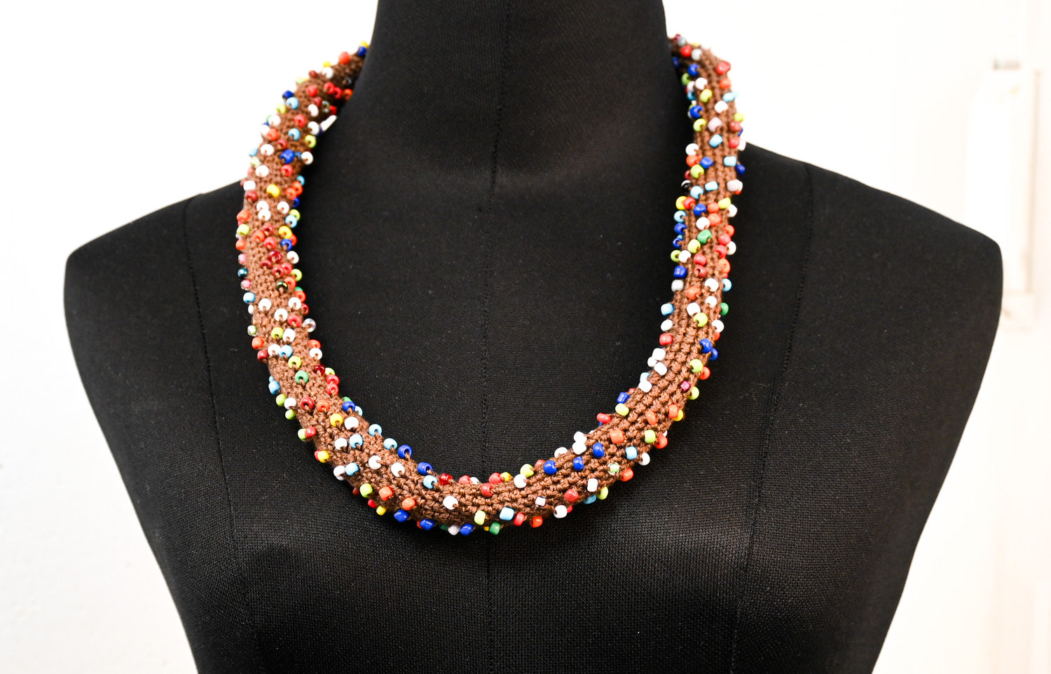 Crocheted beads necklace