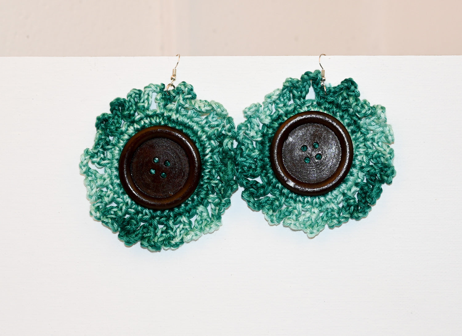 Green Ruffle Button Earring