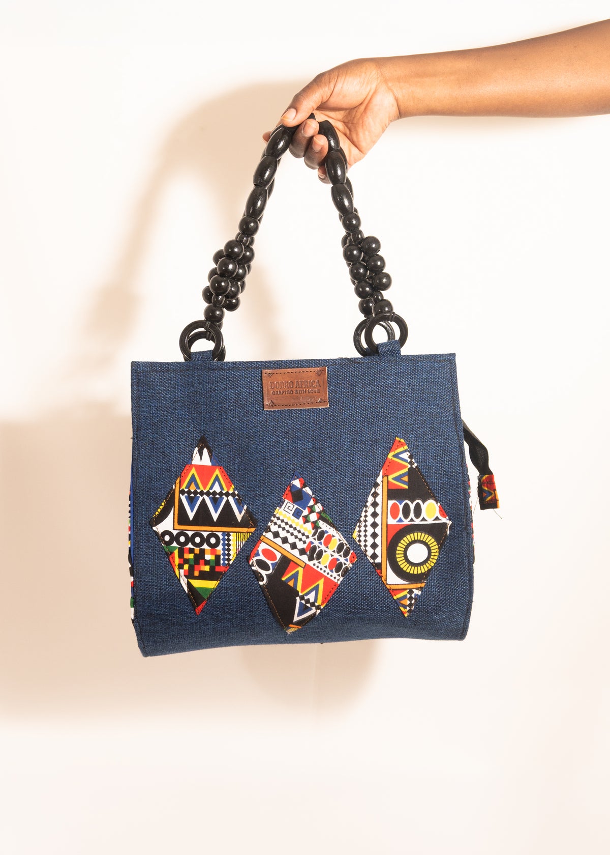 Navy Mosaic Handle Bag