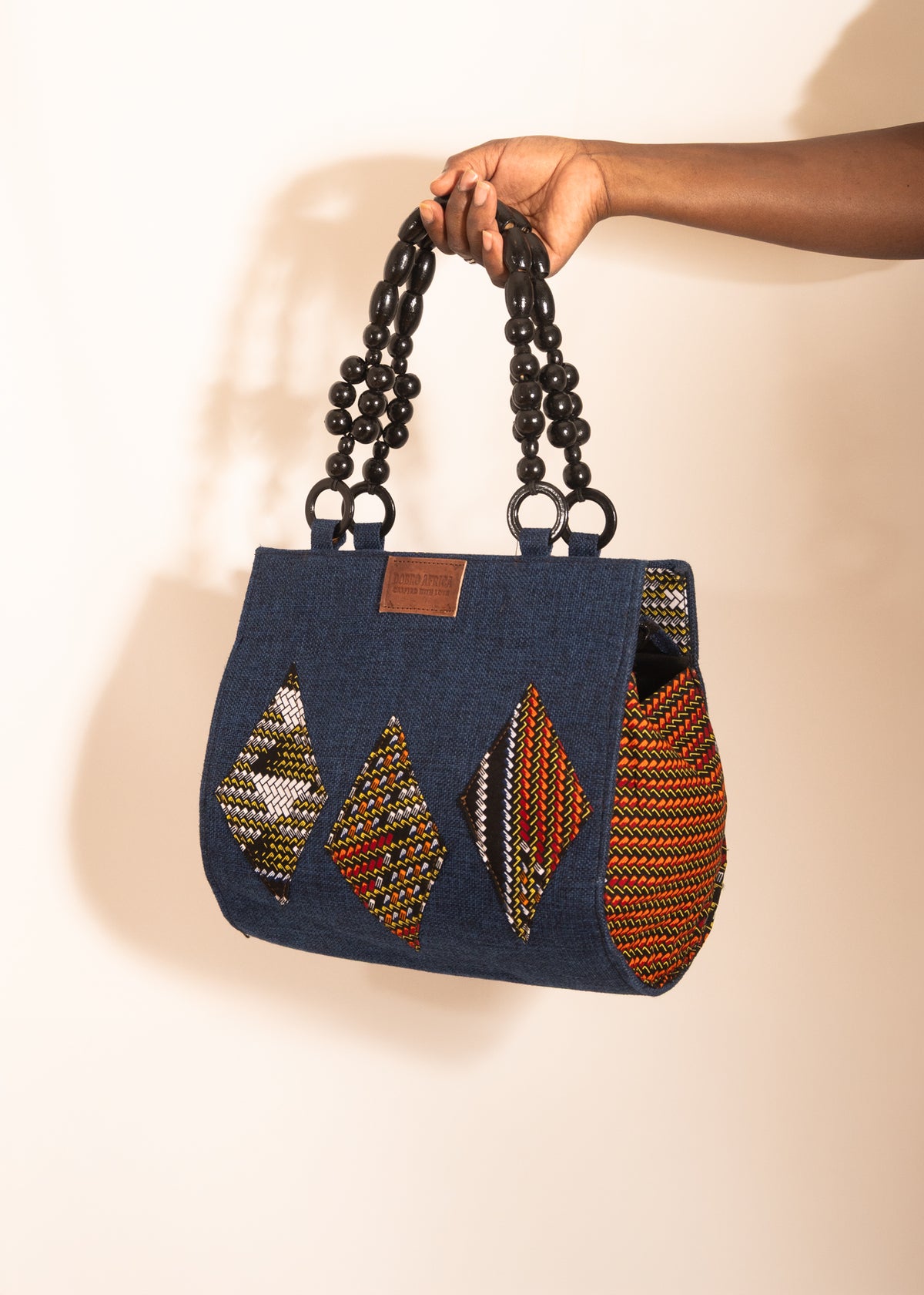 Navy Mosaic Handle Bag