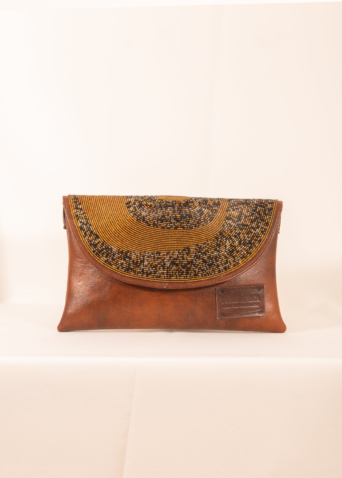 Hand Beaded Leather clutch