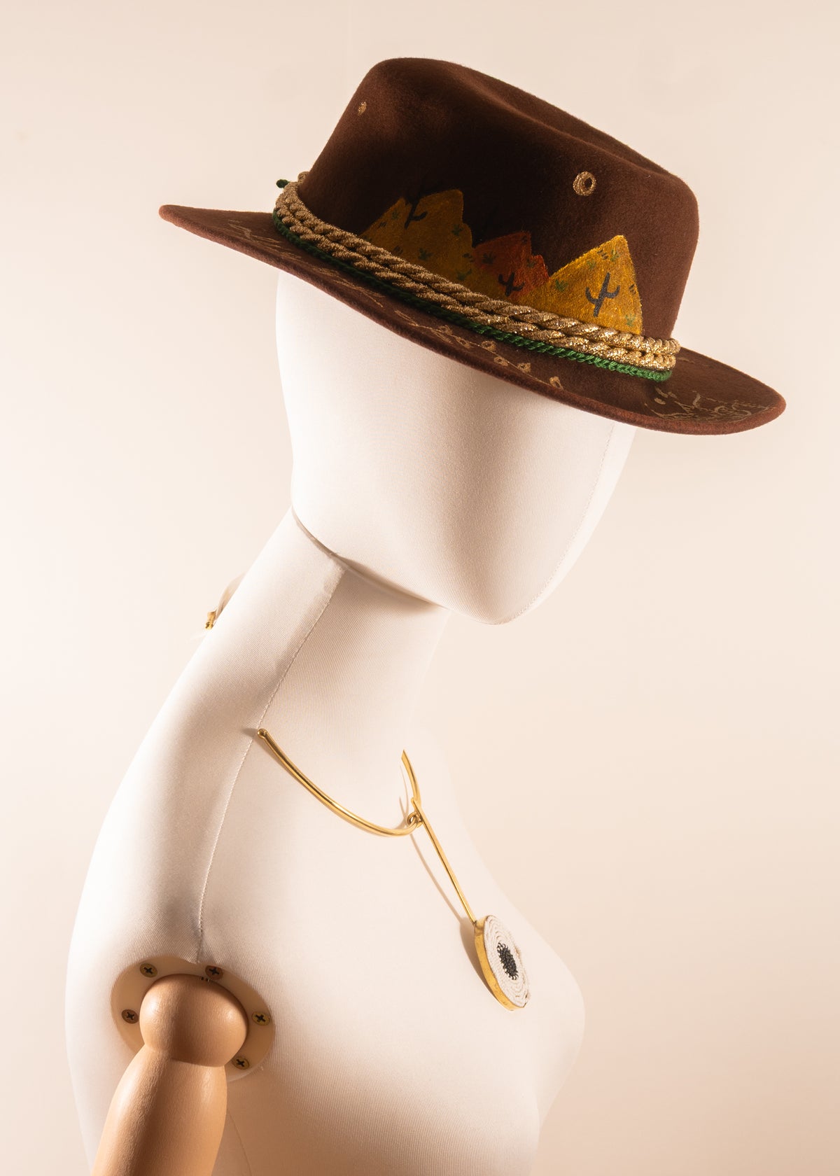 Golden Leaf Hand-Painted Wool Hat