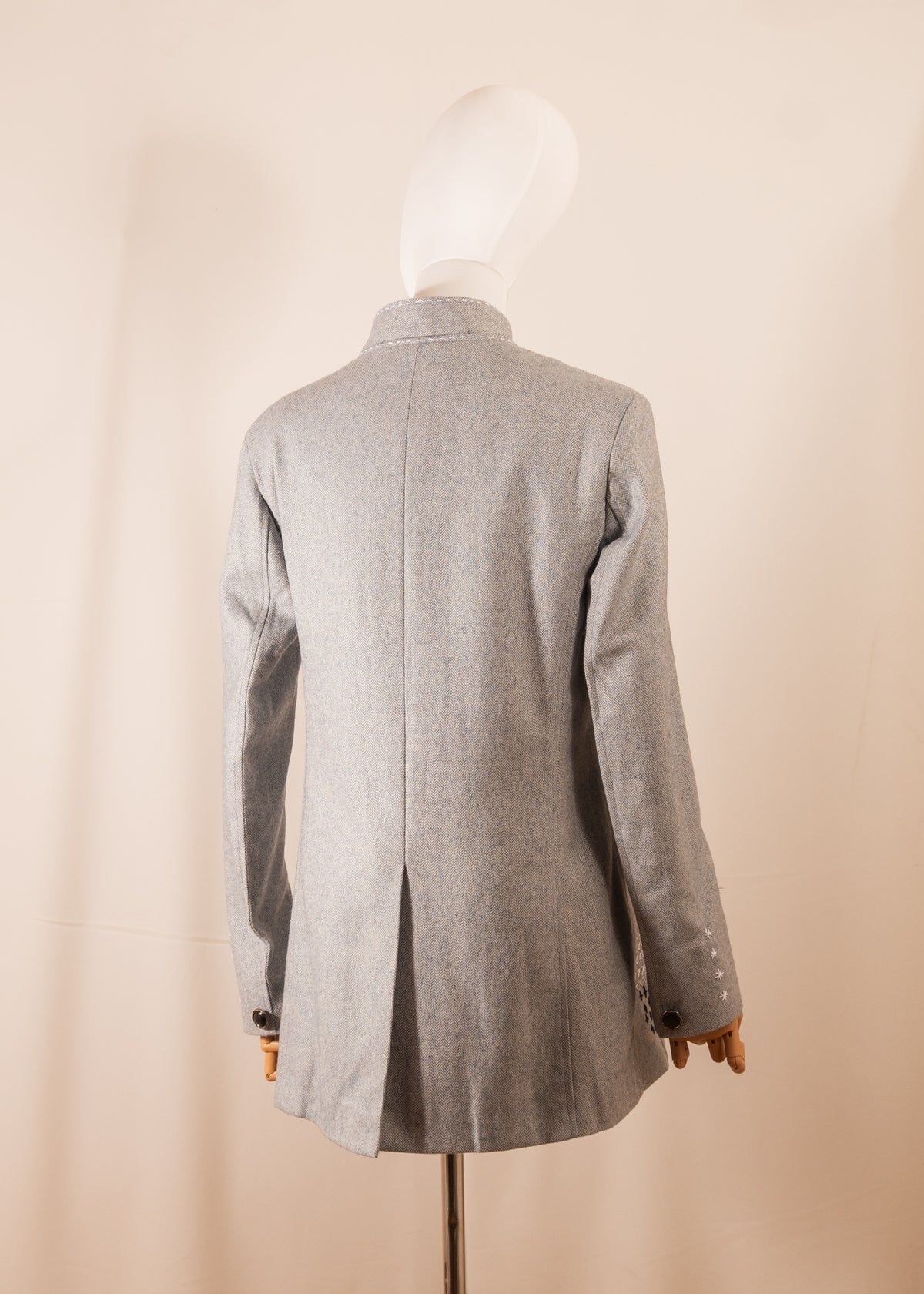 Grey Coat with Hand Embroidery