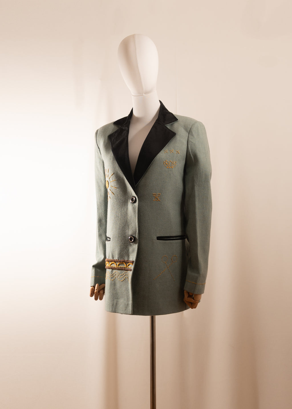 Hand-Embroidered Floral Blazer