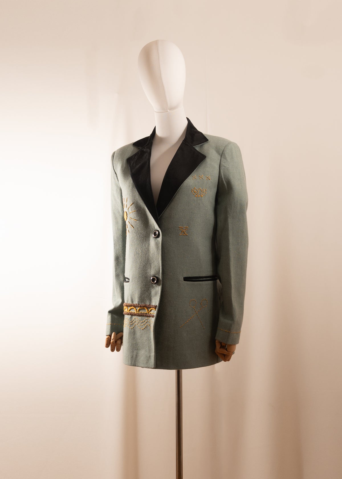 Hand-Embroidered Floral Blazer