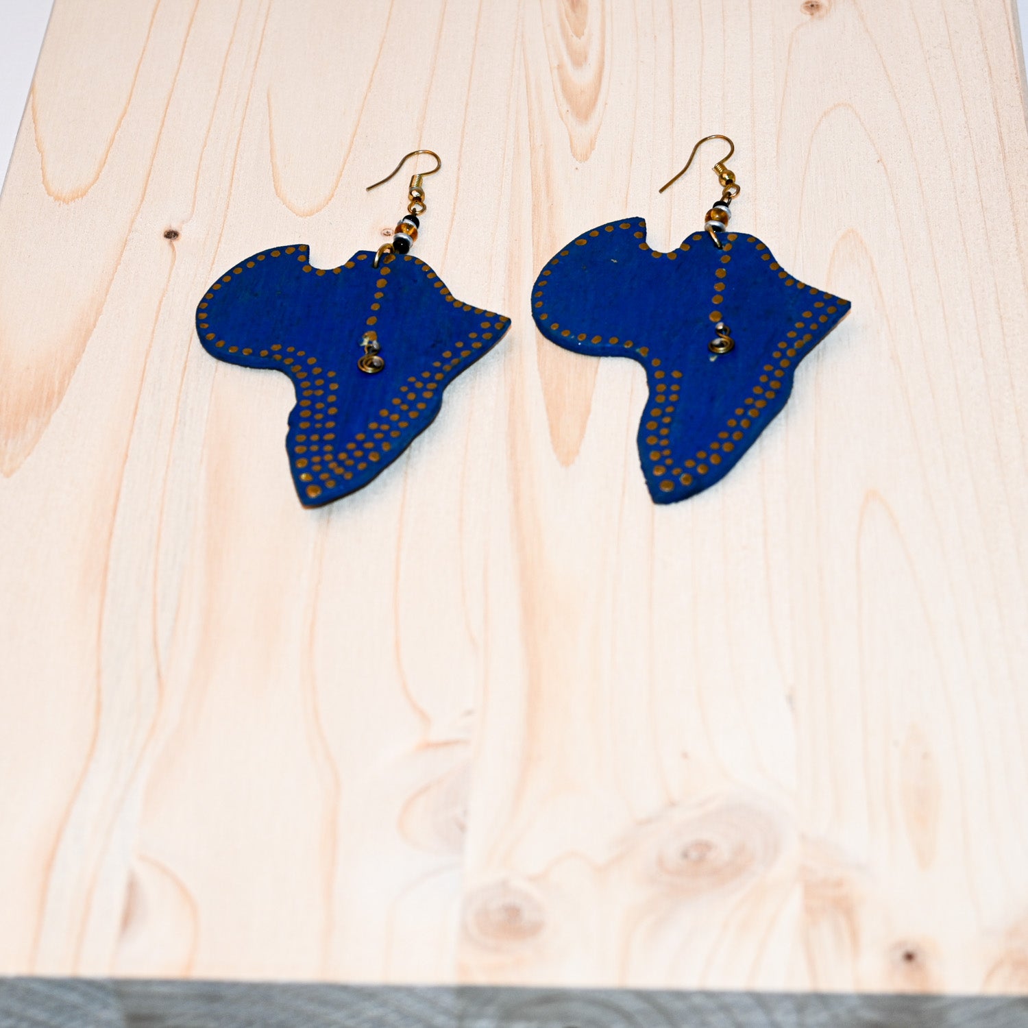 Wooden African map earring